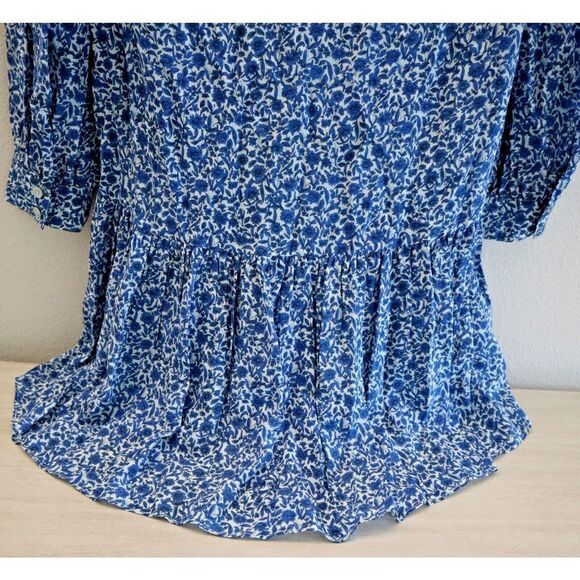 Rebecca Taylor Women's Sz S Delft Fleur Indigo Combo Belted Silk Mini Dress - Picture 9 of 12